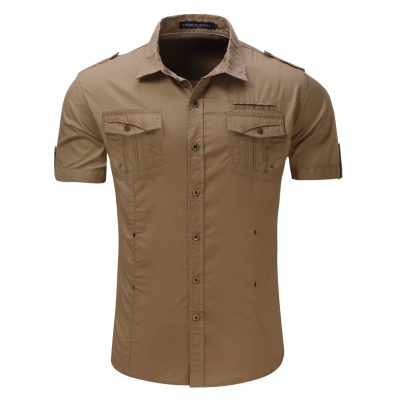 Men's Military Style Cotton Shirt - Gee Moda